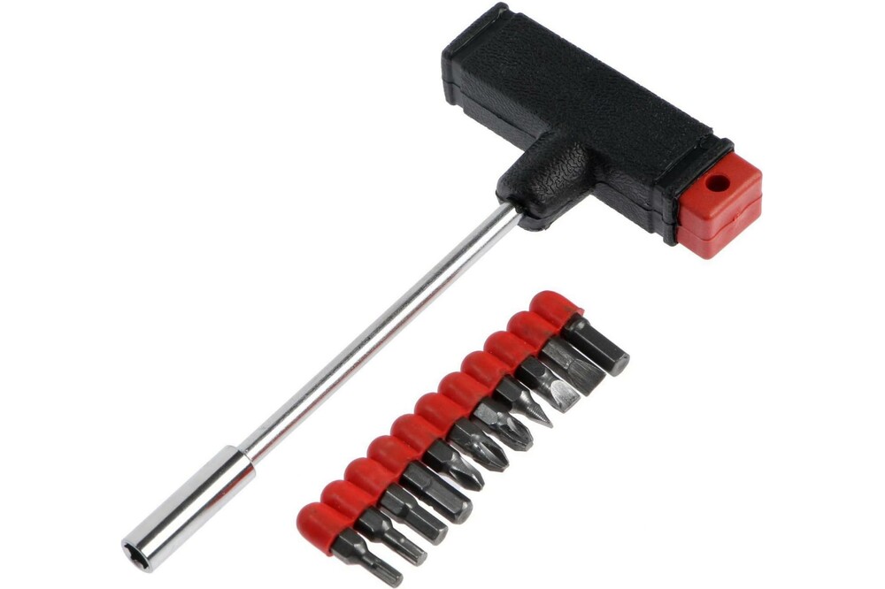 Отвертка с набором бит ЛОМ, Т-образный держатель, 11 предметов 1720441