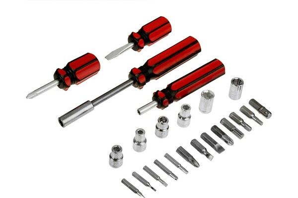 Отвертки с набором бит и головок ЛОМ, пластиковые рукоятки, 23 предмета 2276010