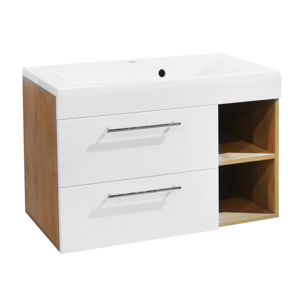 Подстолье SANTREK HOME "Афина-80" 2ящ. (бел.глянец/дуб бунратти) подвесное под умыв. "Paola Elegante 800" 800*500*475 *