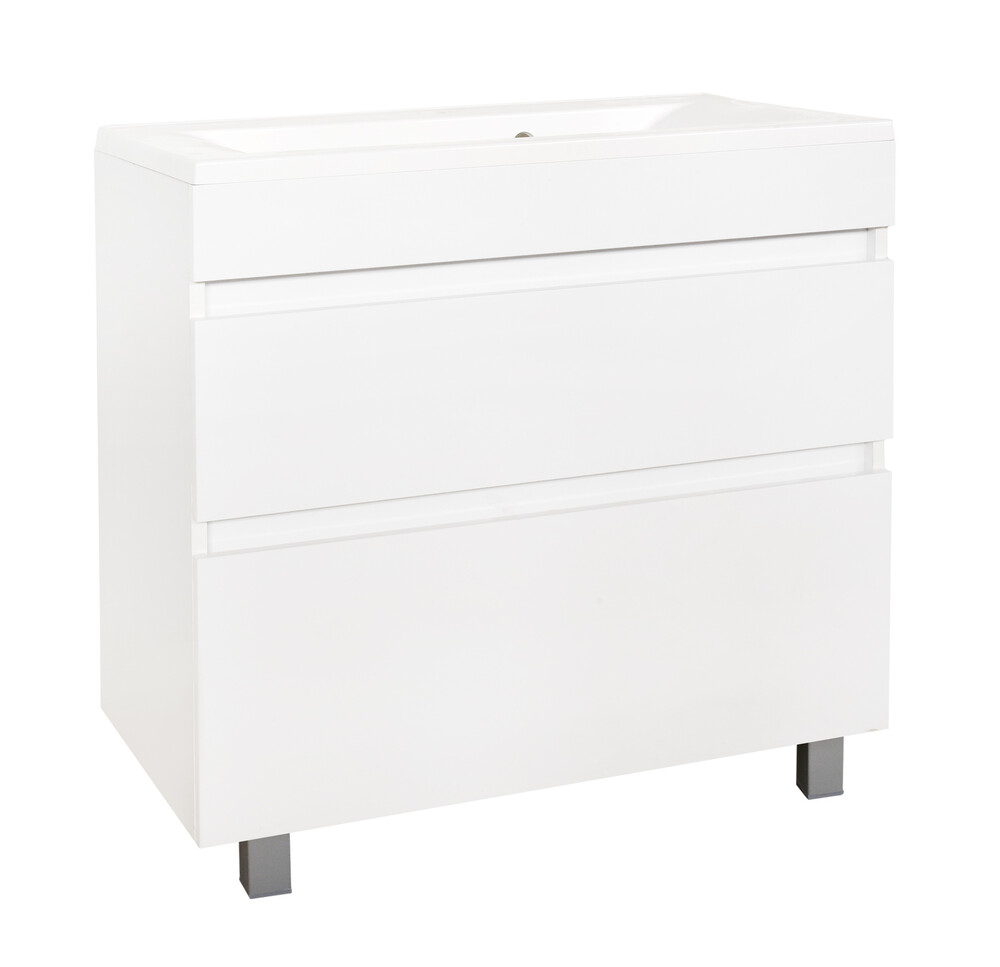 Подстолье SANTREK HOME "Марсель-80" (Белый глянец) 2 ящика под умывальник "Paola Elegante 80" 796х800х450