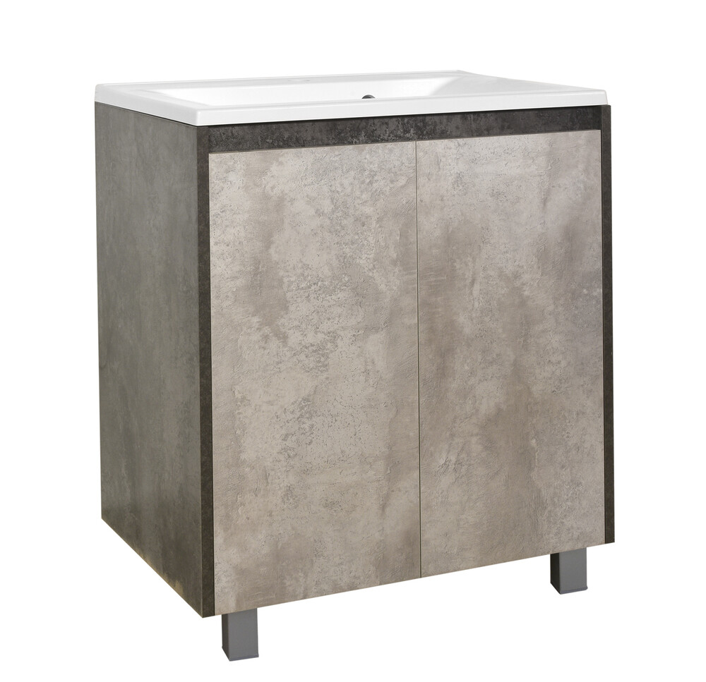 Подстолье SANTREK HOME "Неаполь-65" (Бетон темный/Бетон светлый) 2 двери под умывальник "Paola Elegante 65" 650х800х450