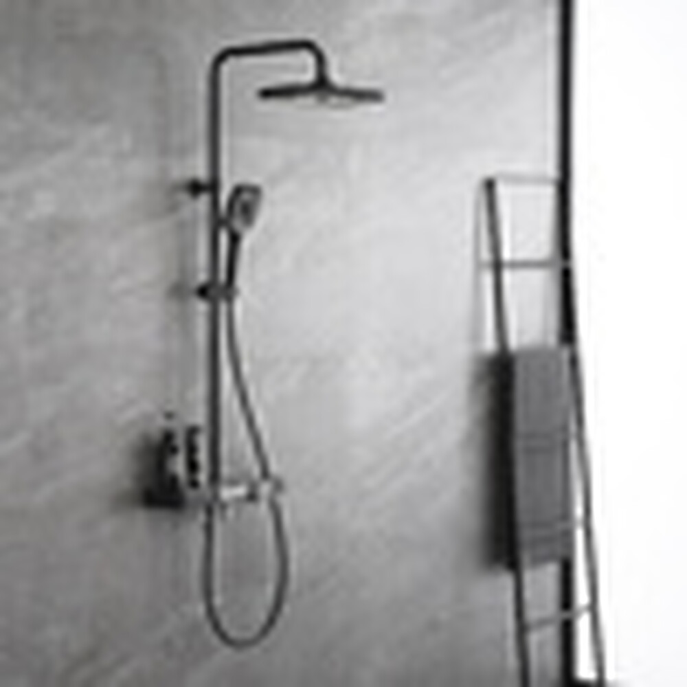 F610501B MALE Душевая система нерж.сталь, с тропическим душем и лейкой ЧЕРНЫЙ MLN ***