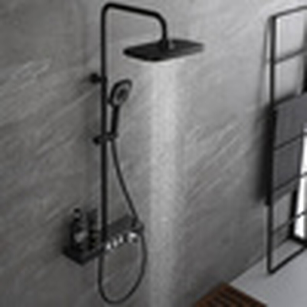 F610501B MALE Душевая система нерж.сталь, с тропическим душем и лейкой ЧЕРНЫЙ MLN ***