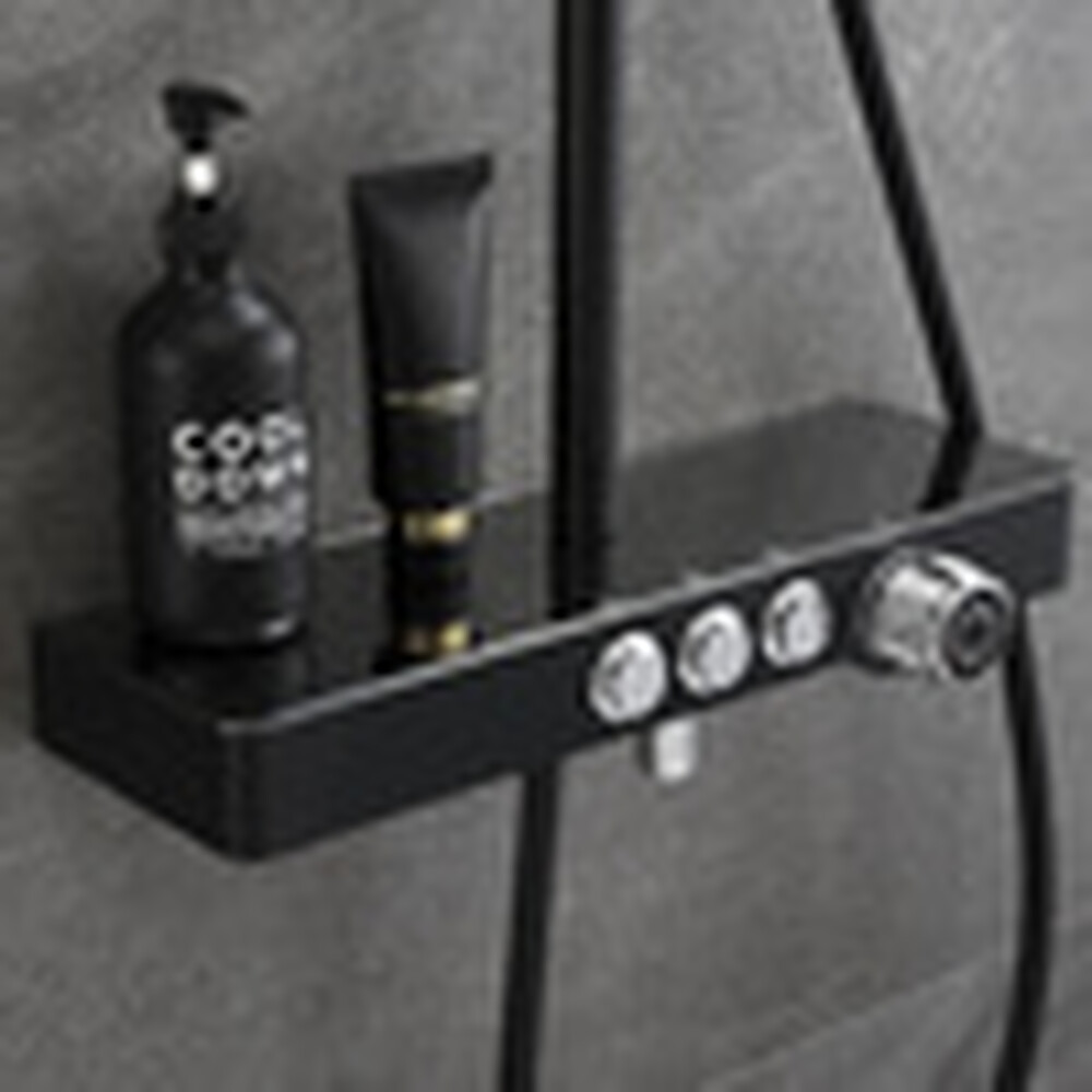 F610501B MALE Душевая система нерж.сталь, с тропическим душем и лейкой ЧЕРНЫЙ MLN ***