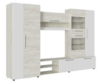 САФАРИ Стенка Корпус -Дуб Крафт белый  Фасад МДФ - матовая Белый Софт (7 мест) ОЕ433 КАТЕГОРИЯ А