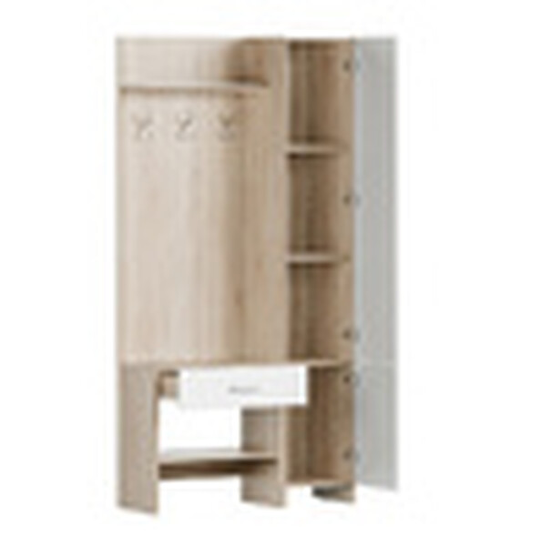 Домино 2У корпус Дуб Сонома светлый/фасад ЛДСП Белый (Гладкий) (вешалка, шкаф,тумба) 0,95х1,95х0,349м (3 места) ОД953 КАТЕГОРИЯ А