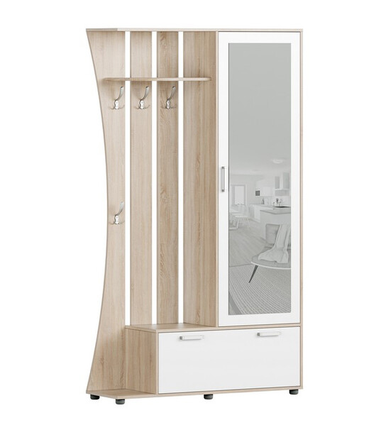 Домино 4У НМ Прихожая корпус Дуб Сонома светлый/фасад ЛДСП Белый Гладкий (вешалка, шкаф,тумба) 1,15х2,0х0,365м (3 места) АГ3 115	КАТЕГОРИЯ А