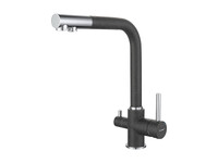 Смеситель Кухня GRANFEST  (3611) d=35 Г - образный с краном питьевой воды  (графит)
