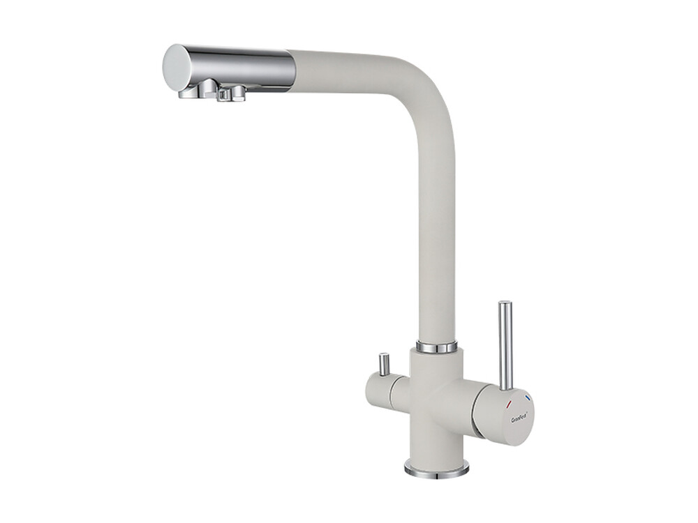 Смеситель Кухня GRANFEST  (3611) d=35 Г - образный с краном питьевой воды  (иней)