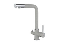 Смеситель Кухня GRANFEST  (3611) d=35 Г - образный с краном питьевой воды  (серый)