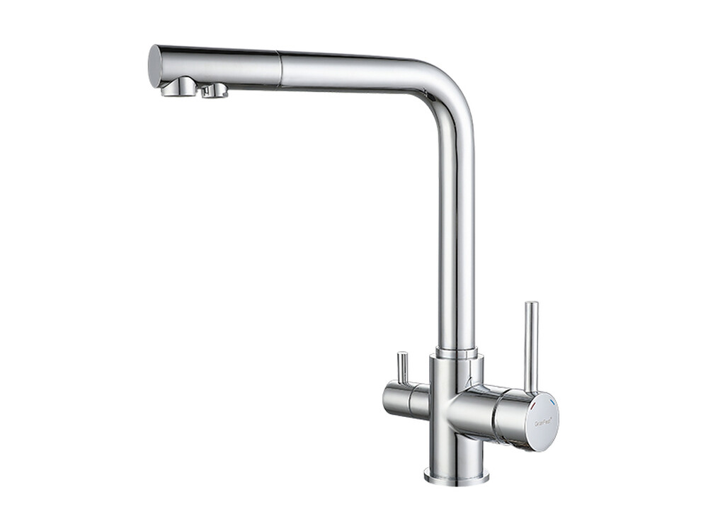 Смеситель Кухня GRANFEST  (3611) d=35 Г - образный с краном питьевой воды  (хром)