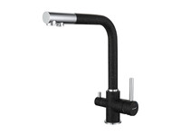 Смеситель Кухня GRANFEST  (3611) d=35 Г - образный с краном питьевой воды  (черный)