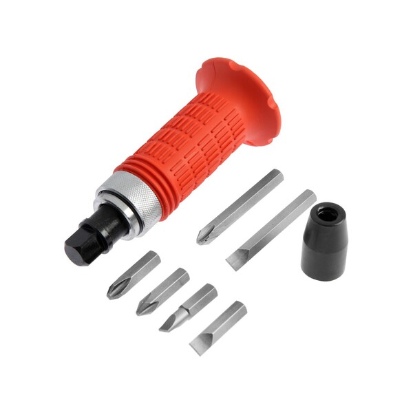 Отвертка ударно-поворотная ТУНДРА 1/2", с битами 6 шт., обрезиненная рукоятка, кейс 1722206