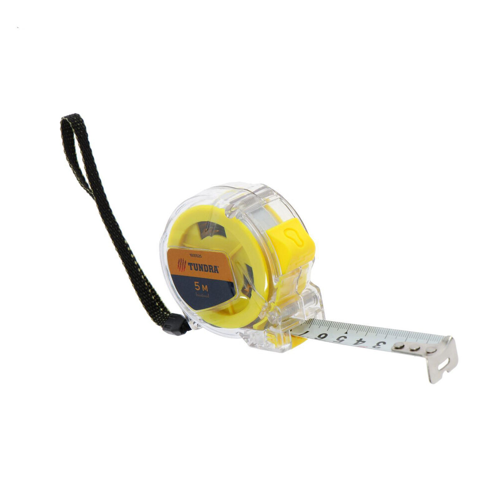Рулетка ТУНДРА, прозрачный пластиковый корпус, 5 м х 19 мм 1935525