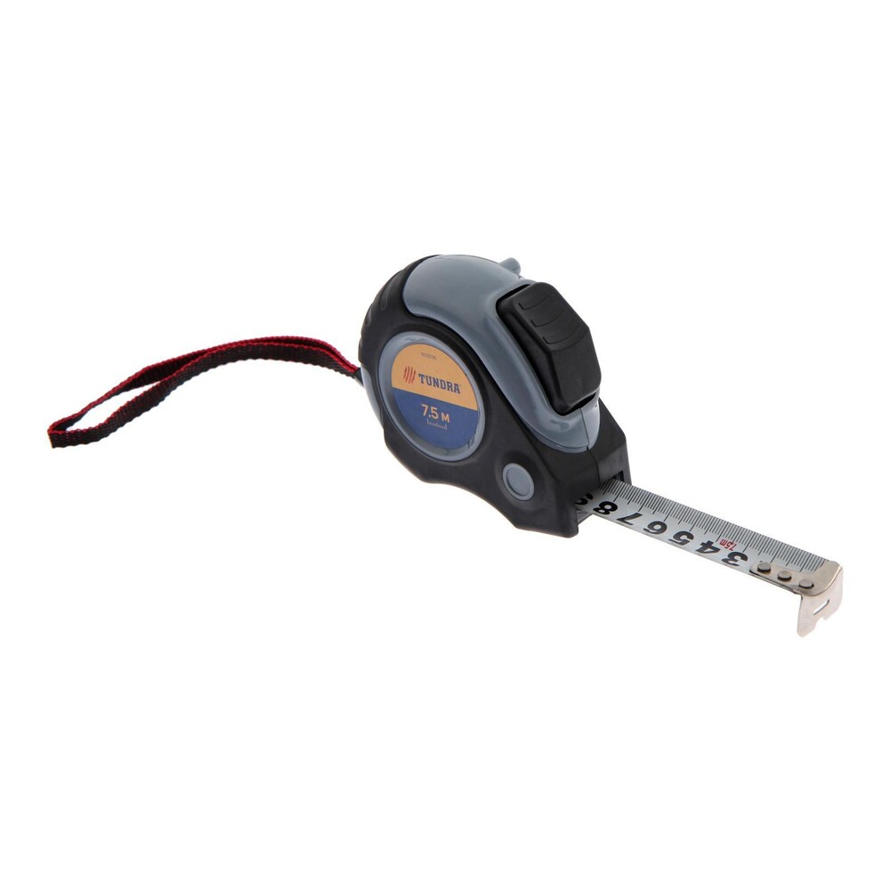 Рулетка ТУНДРА, двухкомпонентный корпус, 7.5 м х 25 мм 1935536