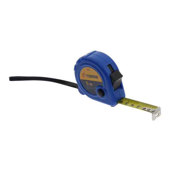 Рулетка ТУНДРА, пластиковый корпус, 3 фиксатора, 5 м х 19 мм 881689