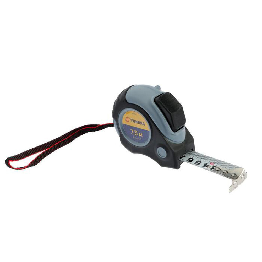 Рулетка ТУНДРА, двухкомпонентный корпус, автостоп, 7.5 м х 25 мм, магнитный зацеп 881735