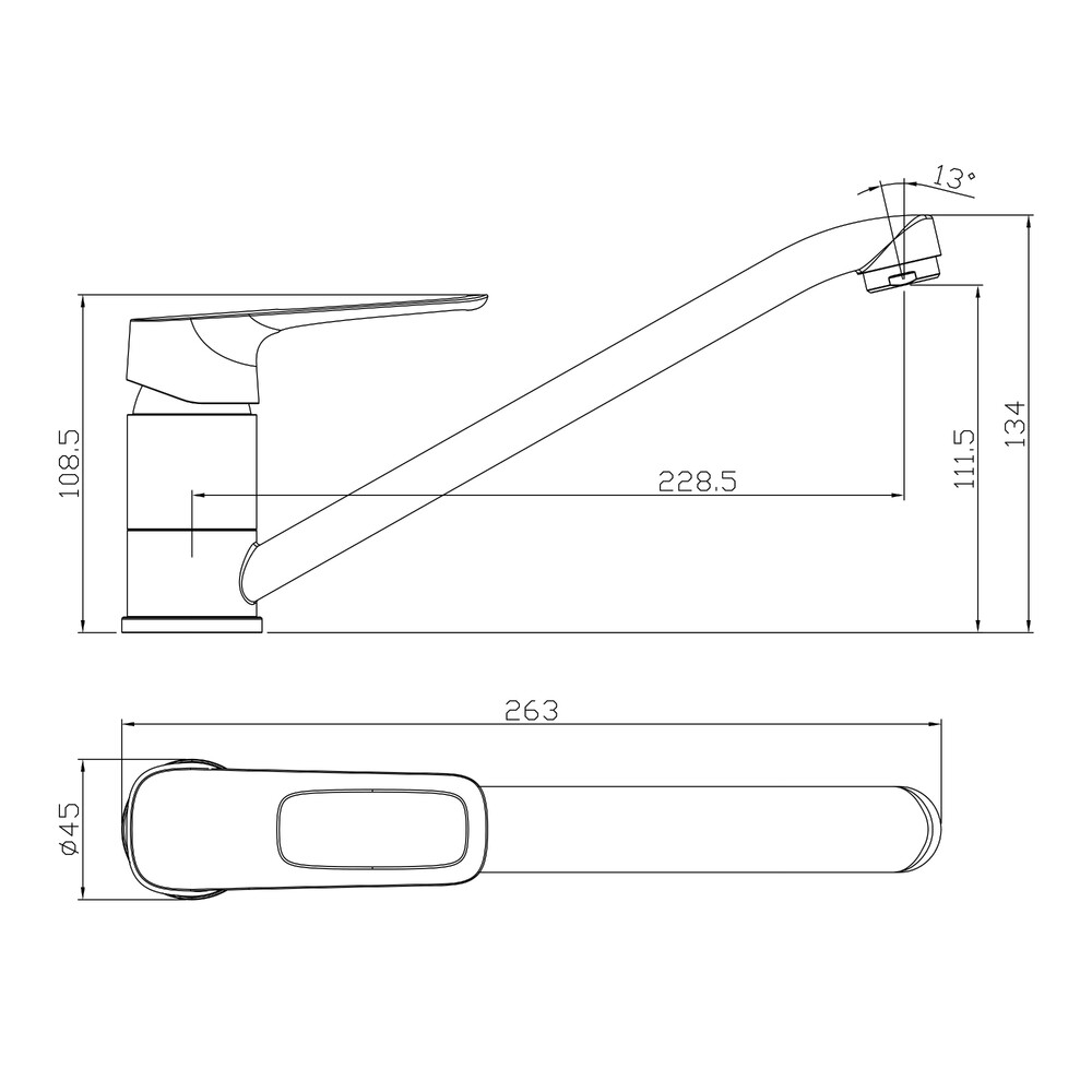 Смеситель Кухня шар d35, хром ROSSINKA RS46-21