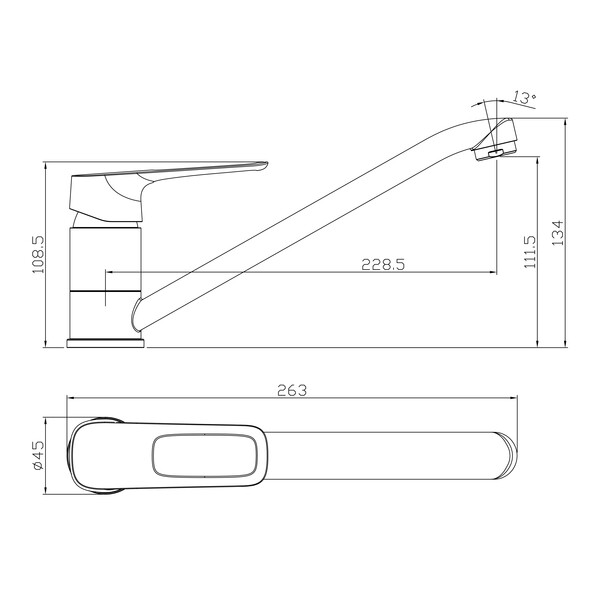 Смеситель Кухня шар d35, хром ROSSINKA RS46-21