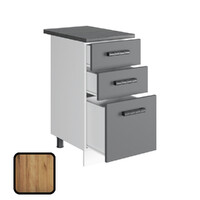 Стол разделочный МУВИ, 3 ящика Н400-3Я Дуб Крафт Золотой (810х400х450) Столешница Дуб Обожённый (2120)