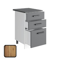 Стол разделочный МУВИ, 3 ящика Н500-3Я Дуб Крафт Золотой (810х500х450) Столешница Дуб Обожённый