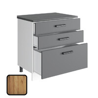 Стол разделочный МУВИ, 3 ящика Н800-3Я Дуб Крафт Золотой (810х800х450) Столешница Дуб Обожённый (2123)