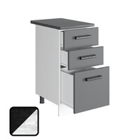 Стол разделочный НИКА, 3 ящика Н400-3Я Цемент Темный/Бетон Пайн (810х400х450) Столешница Луна (2128)