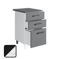 Стол разделочный НИКА, 3 ящика Н500-3Я Цемент Темный/Бетон Пайн (810х500х450) Столешница Луна 2129