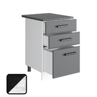 Стол разделочный НИКА, 3 ящика Н600-3Я Цемент Темный/Бетон Пайн (810х600х450) Столешница Луна (2130)