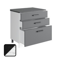 Стол разделочный НИКА, 3 ящика Н800-3Я Цемент Темный/Бетон Пайн (810х800х450) Столешница Луна (2131)