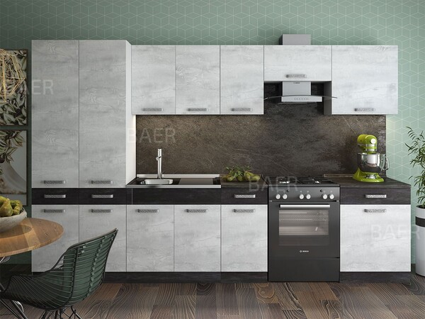 Стол разделочный НИКА, 3 ящика Н800-3Я Цемент Темный/Бетон Пайн (810х800х450) Столешница Луна (2131)