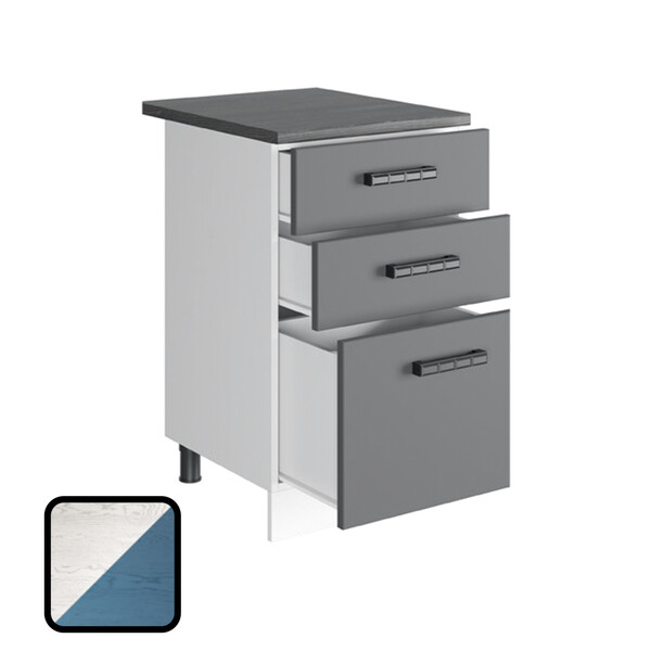 Стол разделочный ОДРИ-1, 3 ящика Н500-3Я Фактурный Синий (810х500х450) Столешница Мрамор итальянский