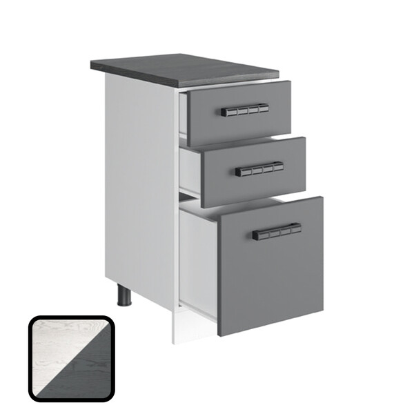 Стол разделочный ОДРИ-2, 3 ящика Н400-3Я Фактурный Серый (810х400х450) Столешница Мрамор итальянский (2144)