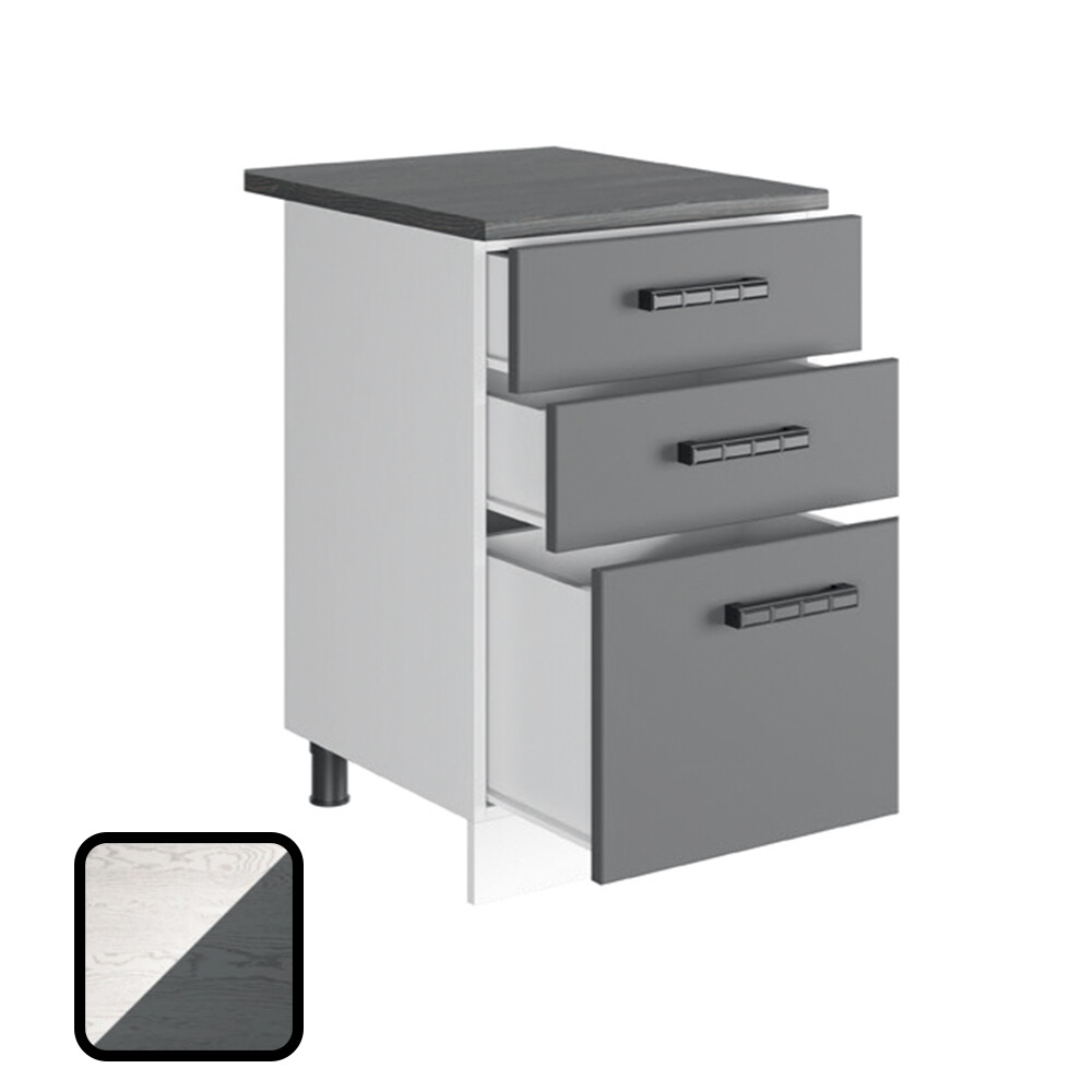 Стол разделочный ОДРИ-2, 3 ящика Н600-3Я Фактурный Серый (810х600х450) Столешница Мрамор итальянский (2146)