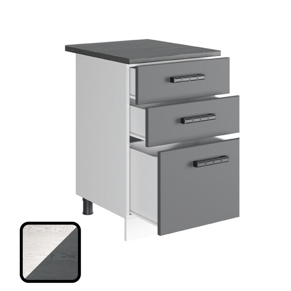 Стол разделочный ОДРИ-2, 3 ящика Н600-3Я Фактурный Серый (810х600х450) Столешница Мрамор итальянский (2146)
