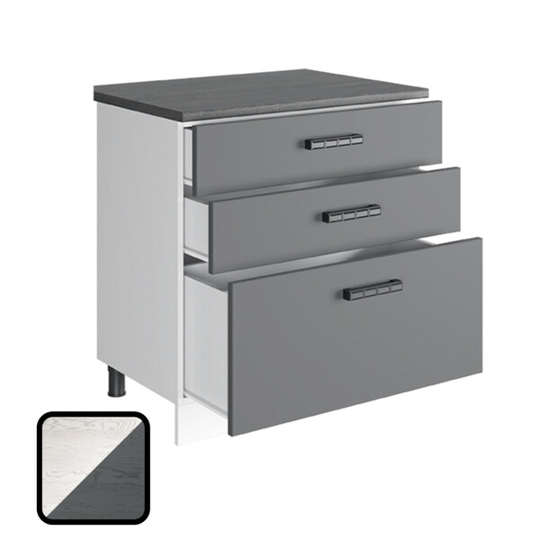 Стол разделочный ОДРИ-2, 3 ящика Н800-3Я Фактурный Серый (810х800х450) Столешница Мрамор итальянский (2147)
