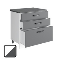 Стол разделочный СИТИ-2, 3 ящика Н800-3Я Белый софт/Графит софт (810х800х450) Столешница Полярная Звезда (2155)