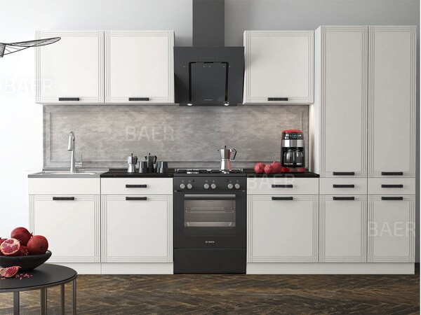 Стол разделочный СОФИ-2, 3 ящика Н600-3Я Белый Софт (810х600х450) Столешница Гранит чёрный (2162)