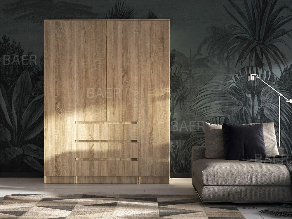 Шкаф Мальм-1,6 1600*2100*500 (Сонома) (4 места) 2107