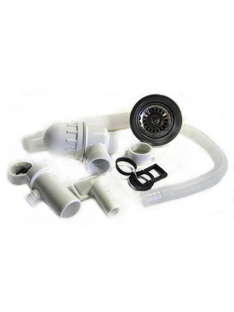 Сифон 3 1/2 с переливом для круглых моек с гибкой трубой (КНР)