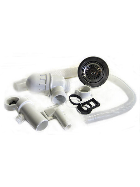 Сифон 3 1/2 с переливом для круглых моек с гибкой трубой (КНР)