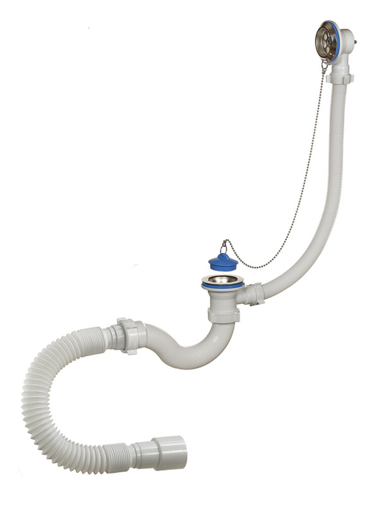 А-40089 Cифон для ванны (обвязка) ОРИО 1 1/2"х40, с переливом и гибкой трубой 40-40/50