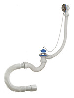 А-40089 Cифон для ванны (обвязка) ОРИО 1 1/2"х40, с переливом и гибкой трубой 40-40/50
