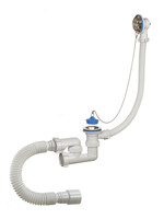 А-80089 Cифон для ванны (обвязка) ОРИО 1 1/2"х40, регулируемая, с переливом и гиб. трубой 40-40/50