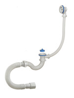 А-70089 Сифон для ванны (обвязка) ОРИО 1 1/2"х40, с пласт.реш D=70 мм,перелив.и гиб.трубой 40-40/50