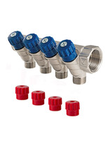 Коллектор 1 4 выхода с регулировочными вентилями Евроконус 3/4 VALTEС (VTс.560.NE.060504)