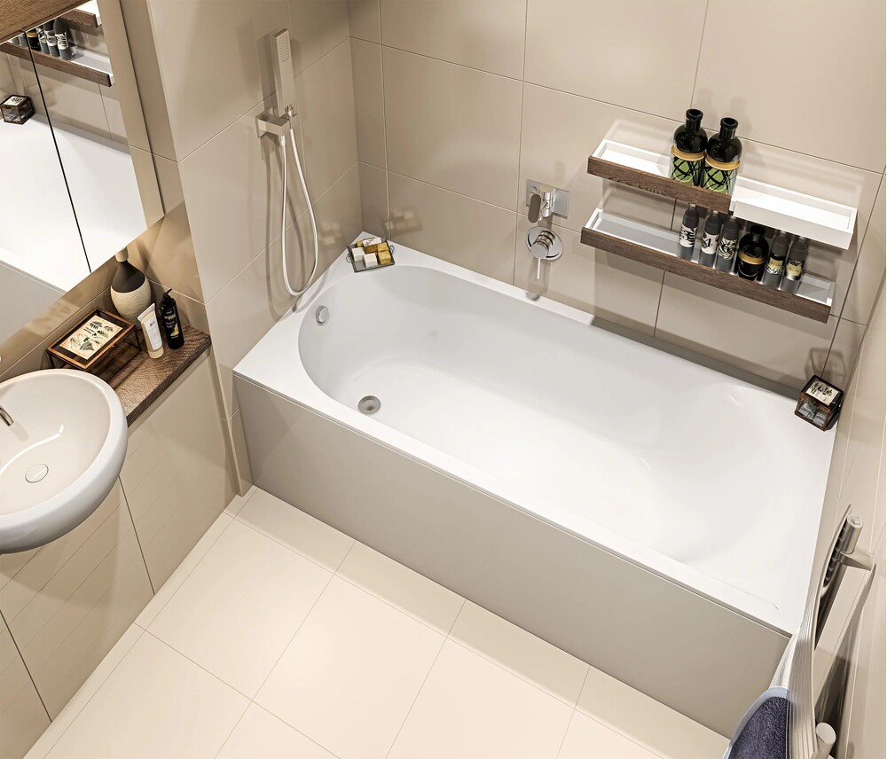 Ванна из литьевого мрамора BAS "АФИНА" 170х75 Белый (БЕЗ АВТОСЛИВА) ВА00020