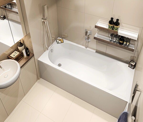 Ванна из литьевого мрамора BAS "АФИНА" 170х75 Белый (БЕЗ АВТОСЛИВА) ВА00020