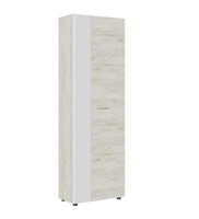 Сафари Шкаф с выдв. штангой ШК-001 Корпус - Дуб Крафт белый  Фасад МДФ - матовая Белый Софт ОИ665 КАТЕГОРИЯ А