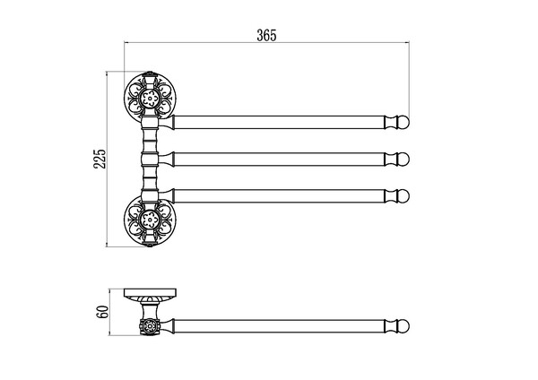 S-005803B Держатель для полотенец поворотный (3-ой) SAVOL